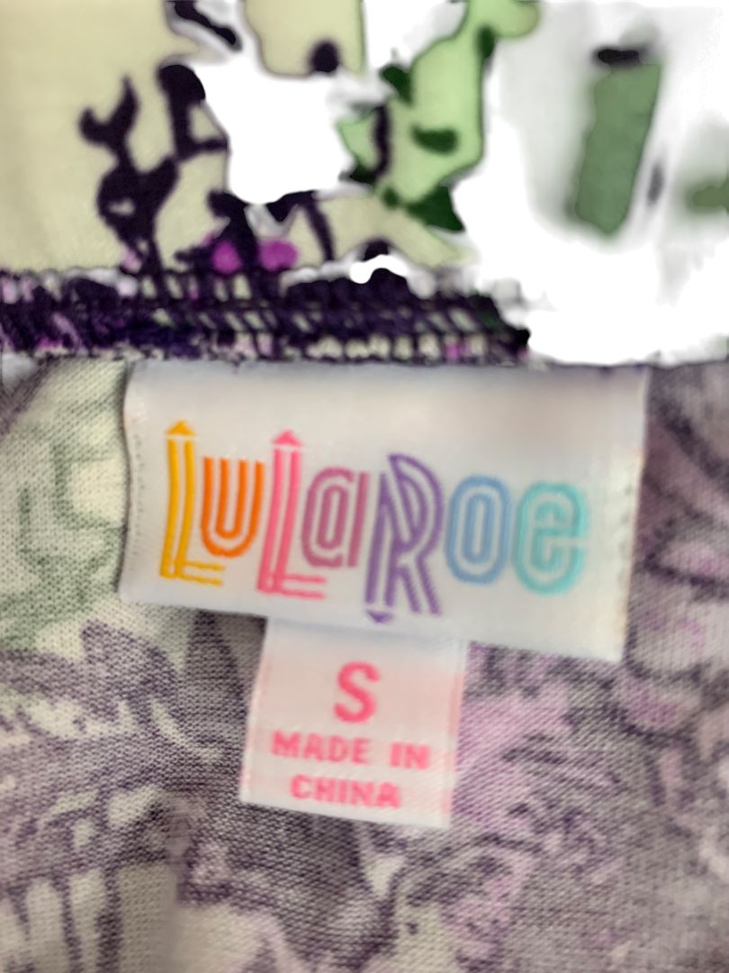 Small LulaRoe Madison Skirt Flare Pockets Green Purple