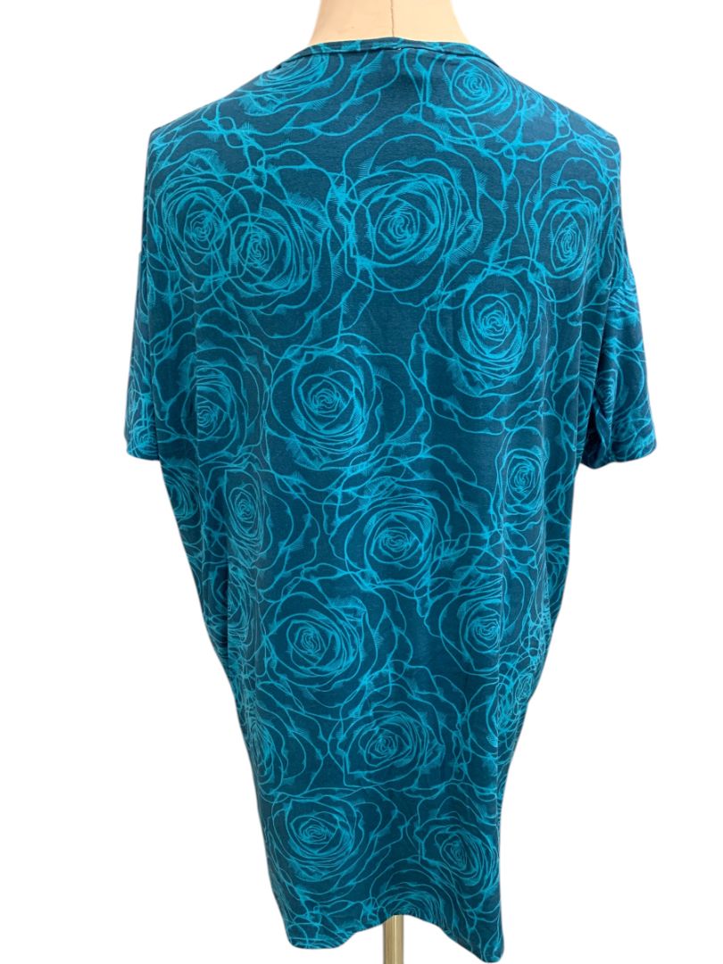 Size XXS LulaRoe Womens Tunic Tshirt Hi Lo Hem Teal Floral