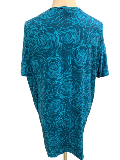 Size XXS LulaRoe Womens Tunic Tshirt Hi Lo Hem Teal Floral