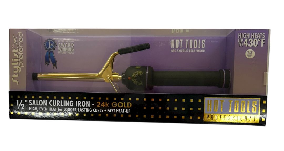 Hot Tools Professional Hair Curling Iron 1/2" 1103 Spring Gold Salon Beauty New