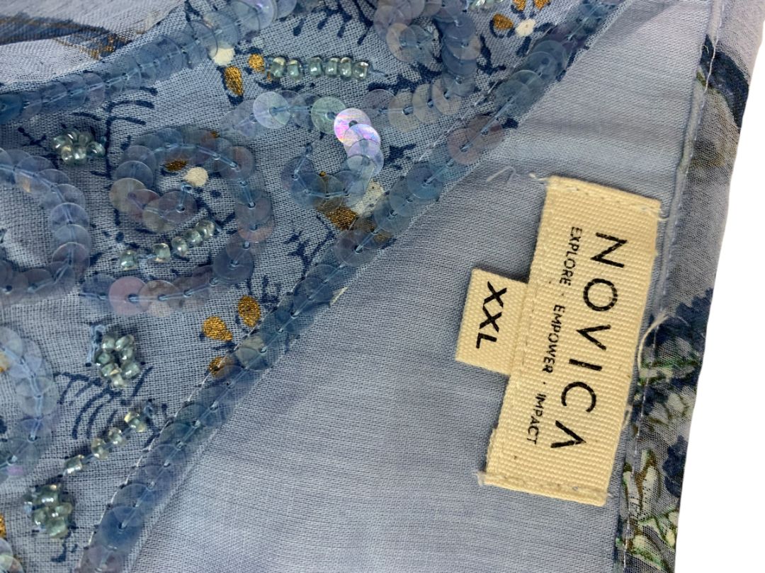 Size XXL Novica Blue Printed Elegant Entrance New Embellished Sequin
