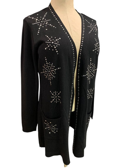 Size XL Seven Manor Womens New Black Embellished Cardigan Sweater Holiday