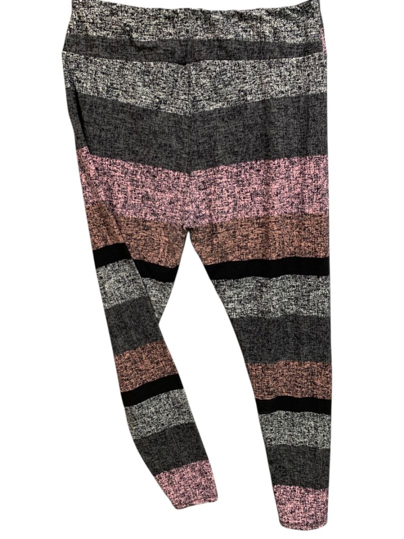 Tall & Curvy LulaRoe Womens Pink Gray Striped Leggings Plus Size