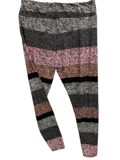 Tall & Curvy LulaRoe Womens Pink Gray Striped Leggings Plus Size
