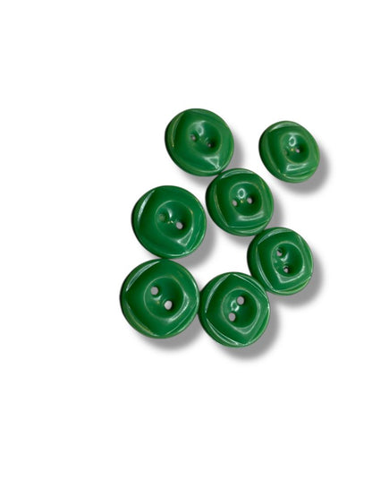 Lot of 7 Green Midcentury Buttons Acrylic Simple .5" (15mm)