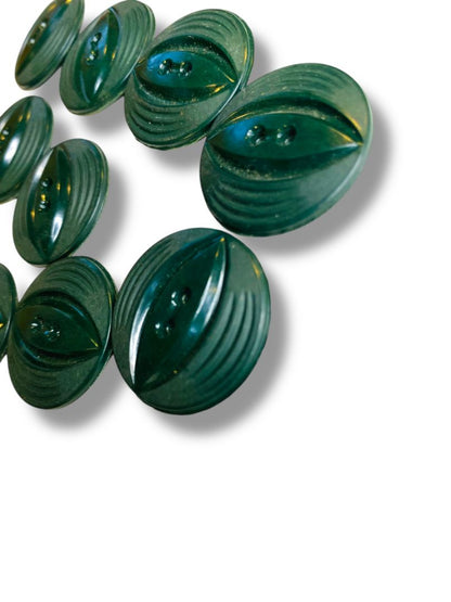 Lot of 11 Midcentury Buttons Assorted Dark Green Plastic Styles Craft Sew 1"