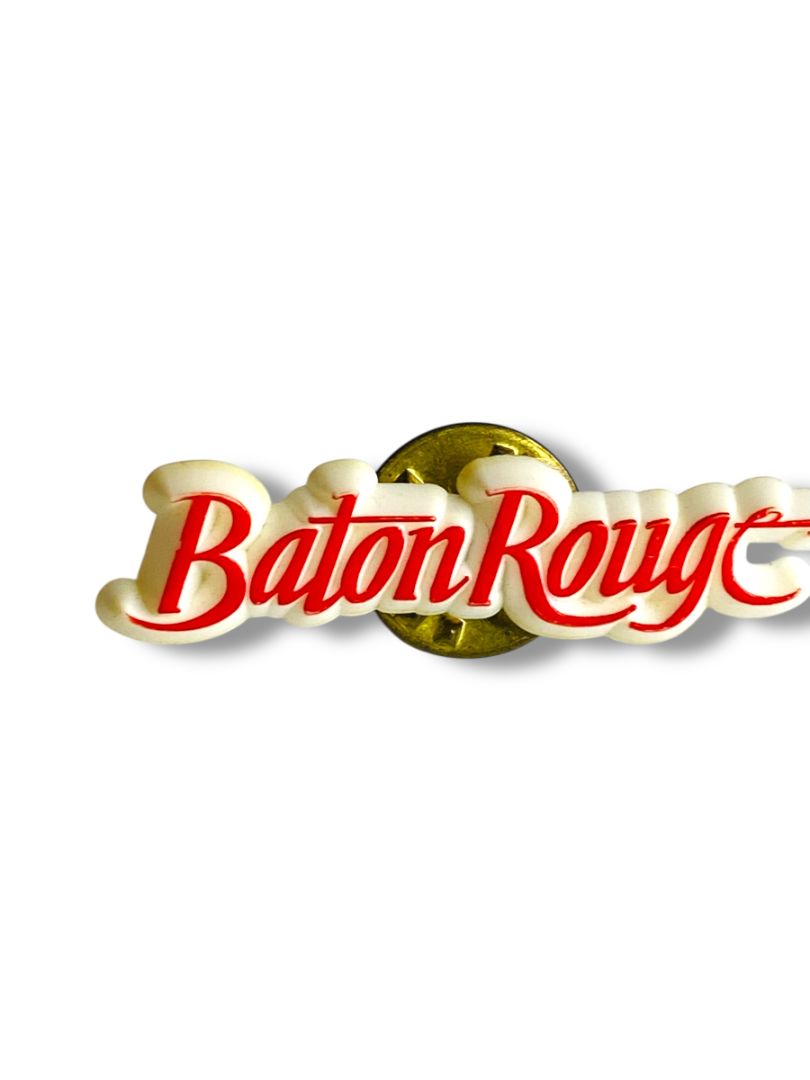Vintage Lapel Pin Baton Rouge Louisiana Red White 1.25"
