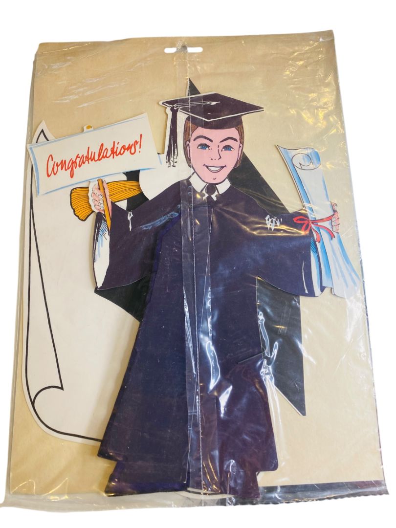 Vintage Amscan Graduation Centerpiece 11.5" Honeycomb Boy 1399-10