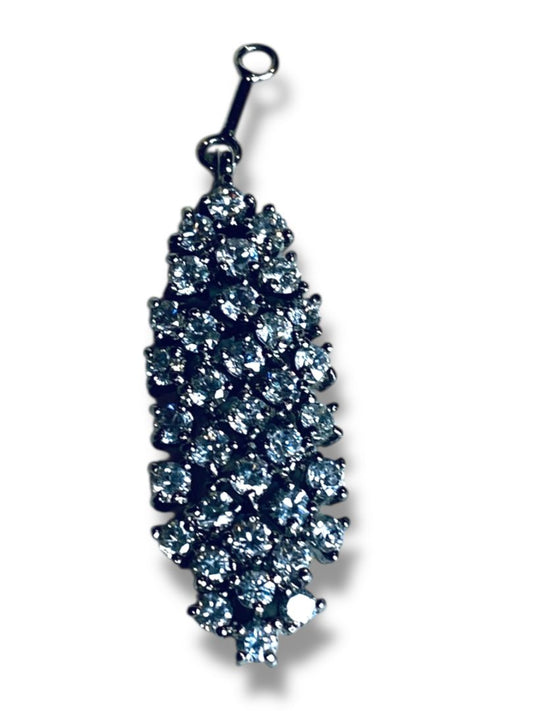 Shimmer Rhinestone Pendant Jewelry Clear Silvertone 33mm Drop