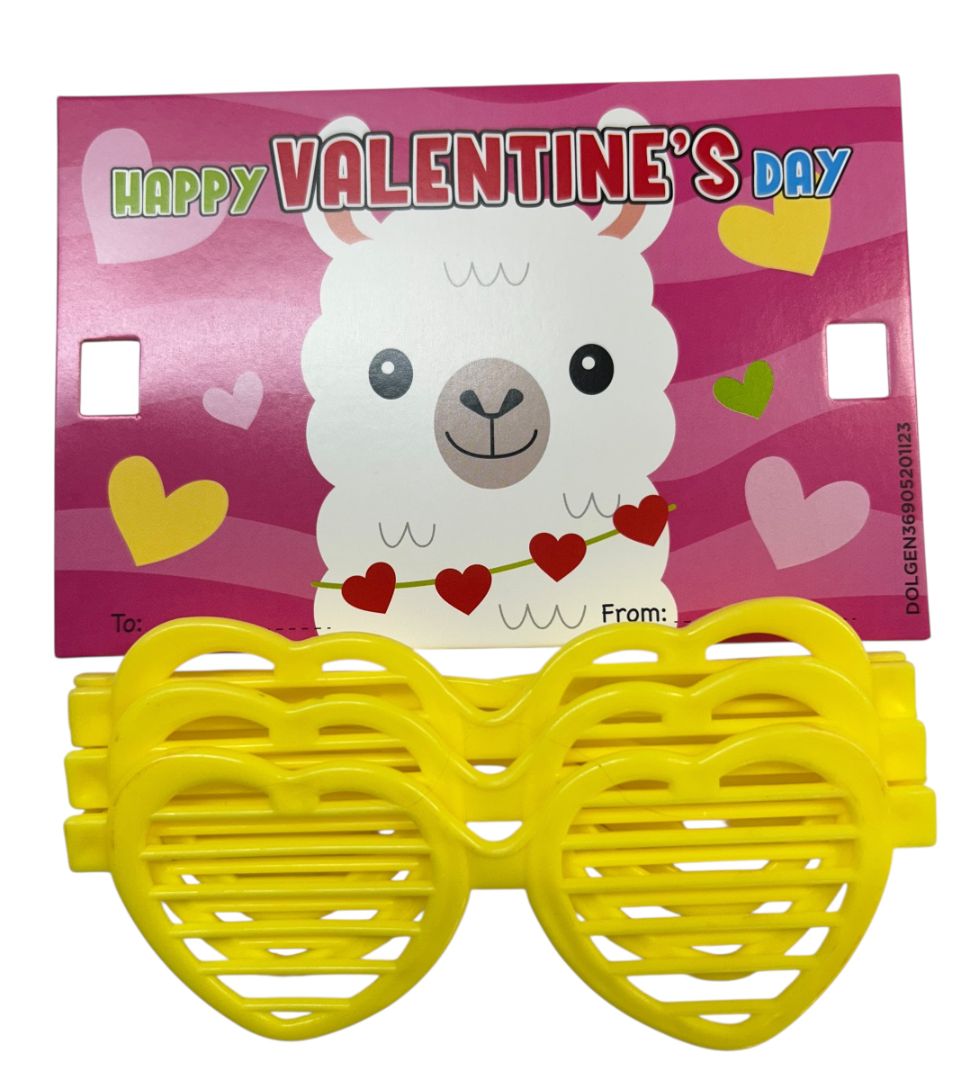 12 Count Classroom Valentine Cards Fun Heart Glasses New