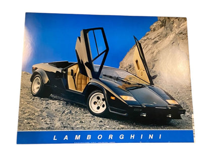 1986 Lamborghini Contauch Poster Black Retro Man Cave 19 x 16"