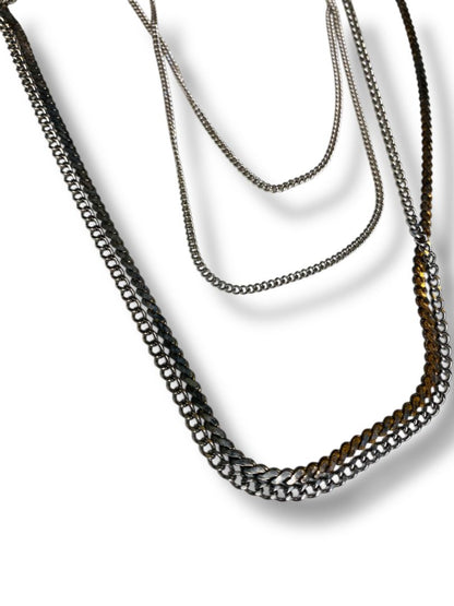 Lot of 4 Silvertone Chain Necklaces Assorted Lengths