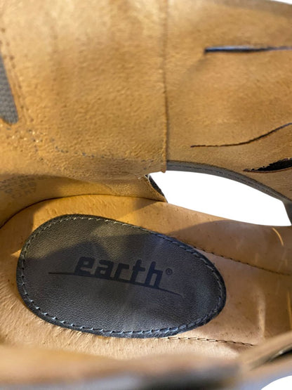 Size 9.5B Earth Vicki Moroccan Blue Leather Peep Toe 2" Heeled Sandals Womens