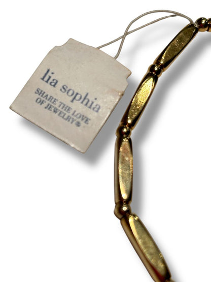 New Lia Sophia Goldtone Bugle Bead Spacers Bracelet Stretch