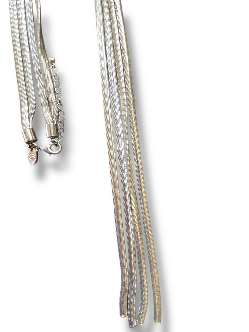 New Silvertone Snake Chain Adjustable Necklace Shiny 20" Drop