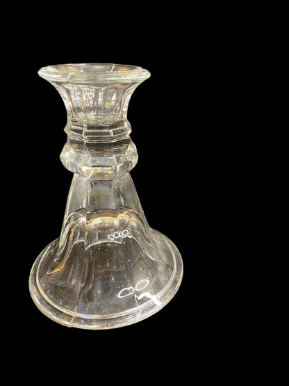 Vintage Clear Pressed Glass Candlestick 5" 8 Sided