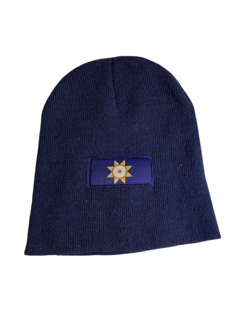 Adult Navy Blue Knit Beanie Hat Star Logo
