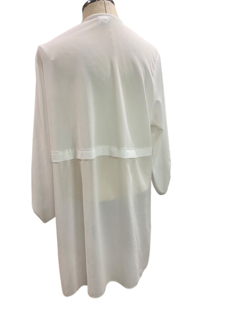 Size 12/14 Chicos Travelers Womens Off White Sheer Cardigan Waterfall Open