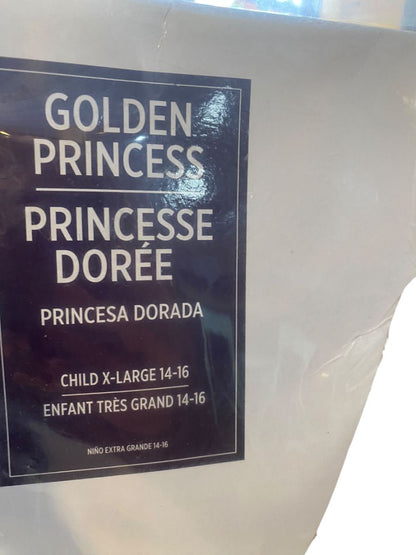 Size XL (14/16) Golden Princess Costume #1215 Amscan Dress Sheer Sleeves Crown