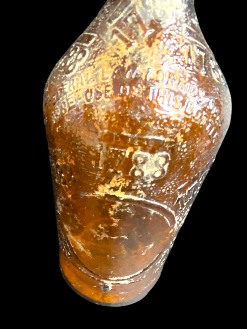 1955 Armstrong Amber Glass Bottle Carstairs 1788 Whiskey Empty D126