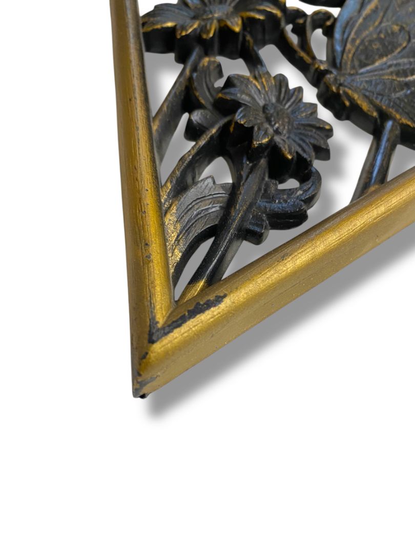 1970s Burwood Homco Wall Plaque Butterfly Flower Diamond 16.75"h x 10.25"