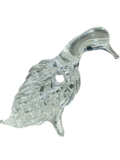 Clear Spun Glass Bird Figurine Filigree Vintage 2.25" h Vintage