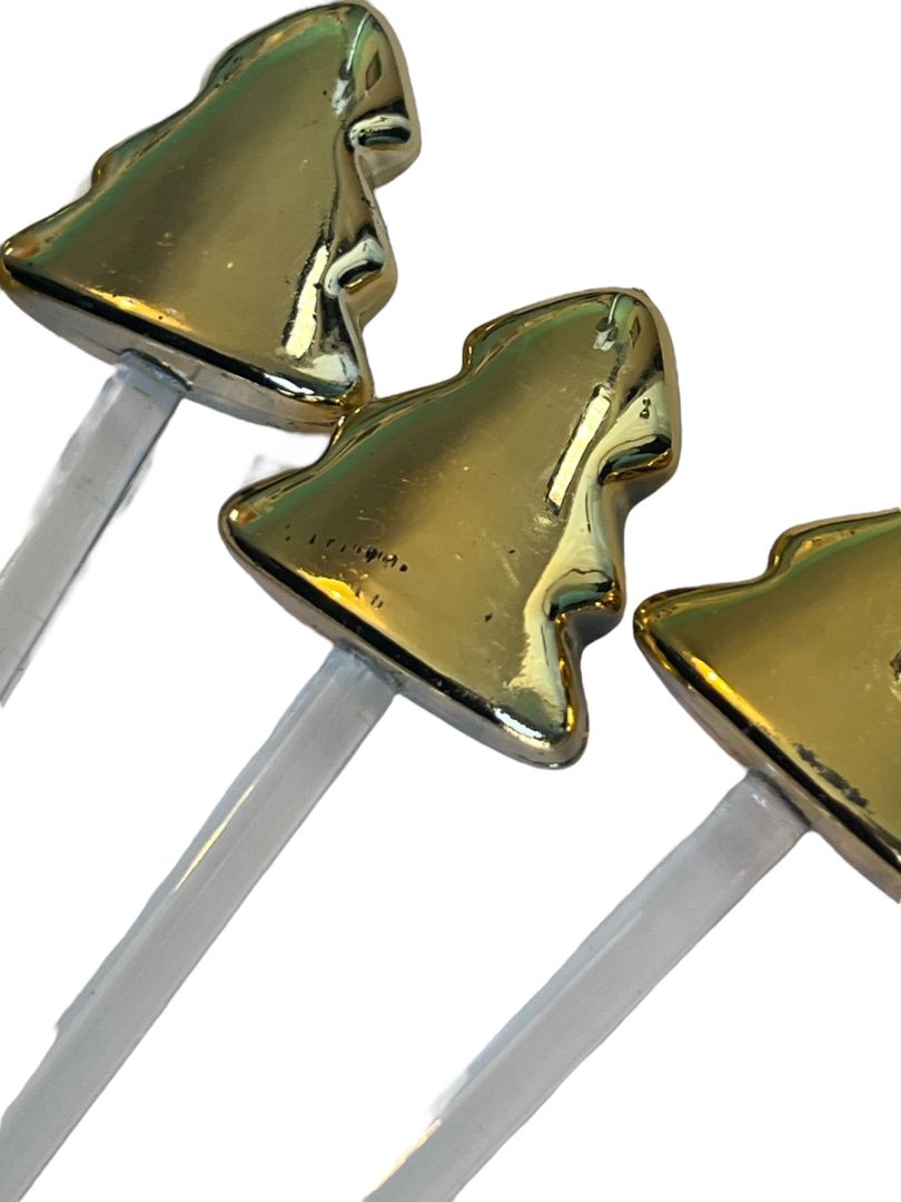 8 Plastic Gold Christmas Tree Acrylic Swizzle Sticks