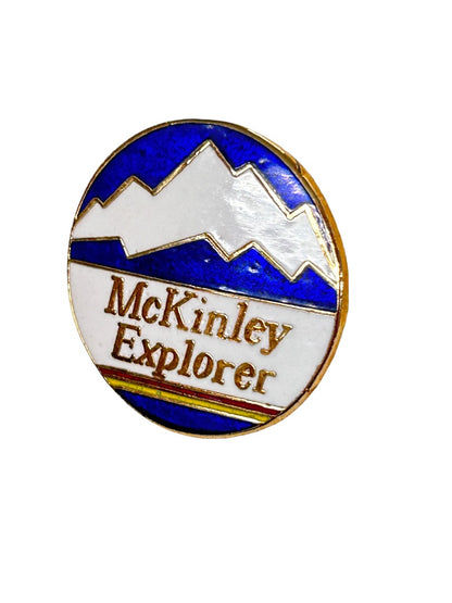 McKinley Explorer Lapel Pin Alaska 1" Diameter Blue White