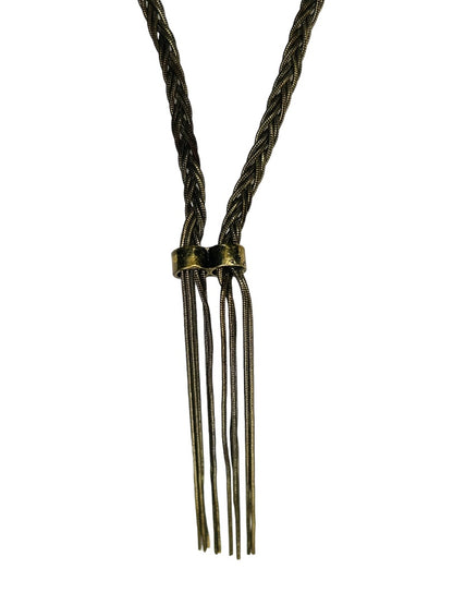 Steve Madden Antiqued Look Silvertone 26" Lariat Style Braided Chain