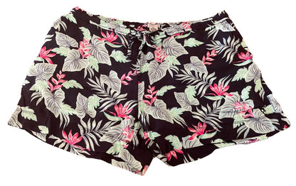 XXL Caribbean Joe Elastic Waist Drawstring Womens Floral Shorts Zipper Pockets