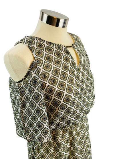 Small Petite Tacera Cold Shoulder Print Maxi Dress Elastic Waist Lined