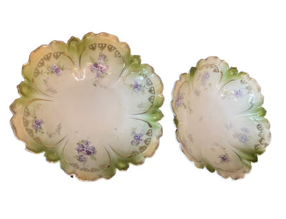 Set of 6 Vintage Floral Scalloped Berry Fruit Bowls RS Germany Porcelain