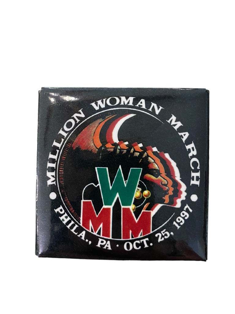 Million Woman March Philadelphia 2" Square Pinback Button 1997 MWM