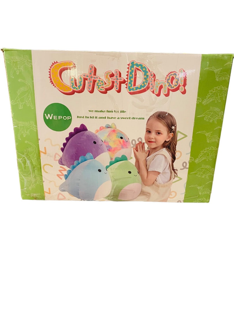 WePop 20 in Dino Pillow Blue New in Box 100% Cotton