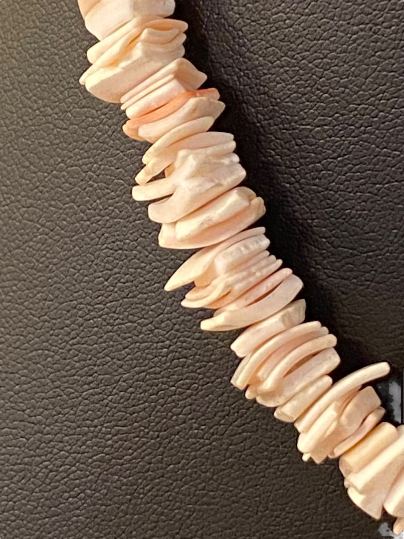 Chip Shell Puka Bead Necklace 16-18" Blush Pink Lobster Clasp Beachy Coastal