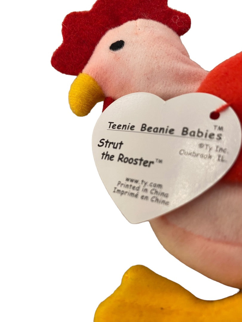 Ty Teenie Beanie Babies Strut the Rooster and Libearty the Bear 5" Plush Tgs