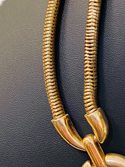 Charming Charlie Goldtone Statement Necklace 17-21" Dual Snake Chain