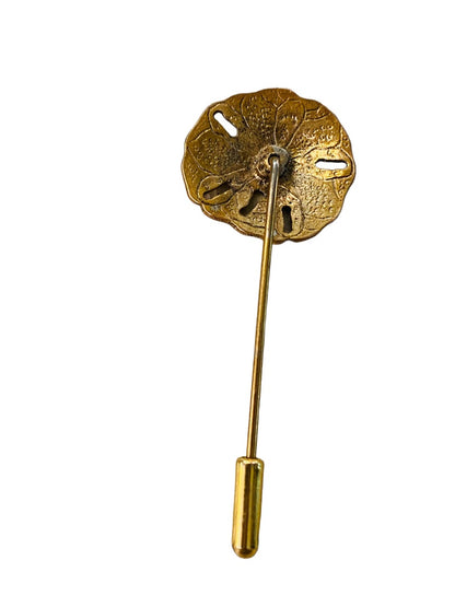 Vintage Goldtone Coppertone 2"l Stick Pin Sand Dollar Design (3/4")