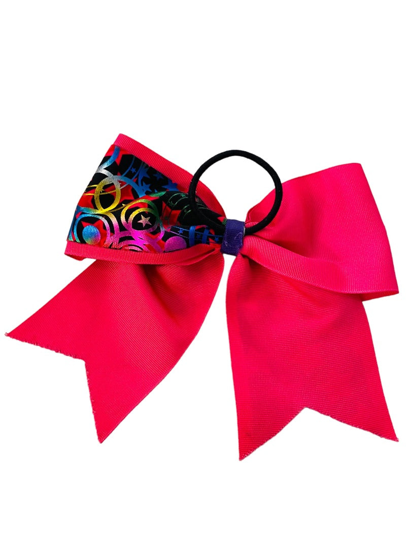 Girls Oversize Hair Bow 6.5" Elastic Ponytail Holder Hot Pink "Cool Stunt Bro"