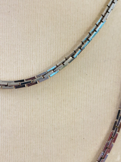 Silvertone Box Chain Necklace 62" Long Spring Clasp Shiny Strand String