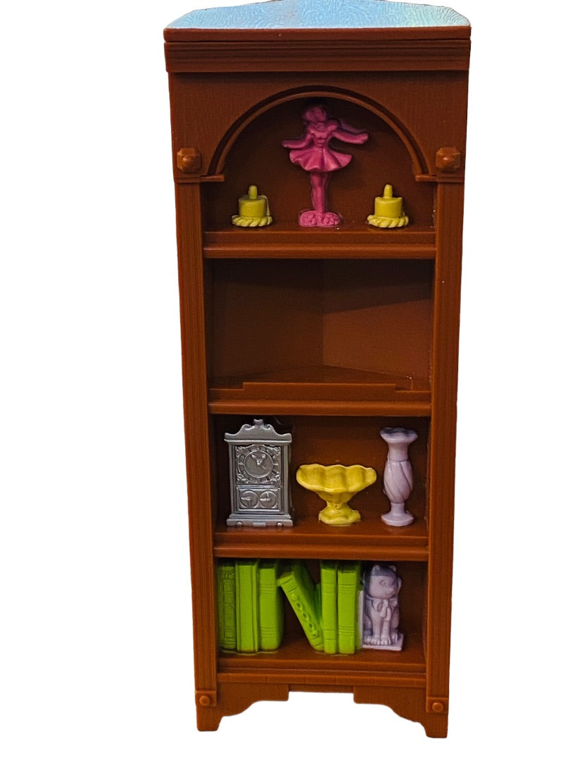 2005 Fisher-Price Loving Family Dollhouse Brown Corner Bookcase Book Shelf Curio