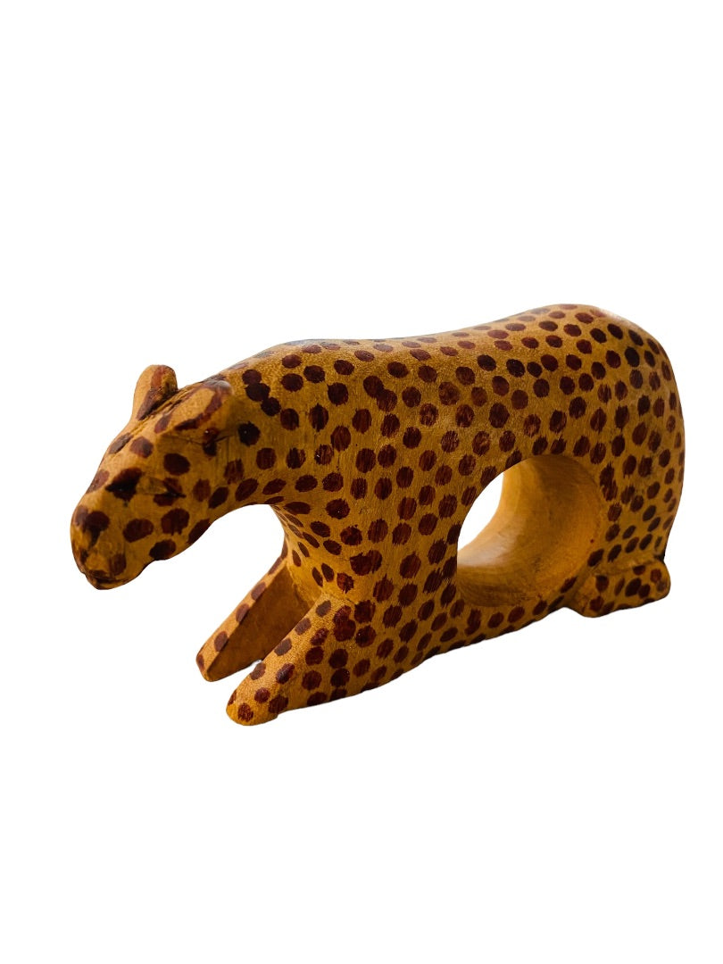 Napkin Rings Holder Wooden Safari Theme Giraffe Leopard Free Standing