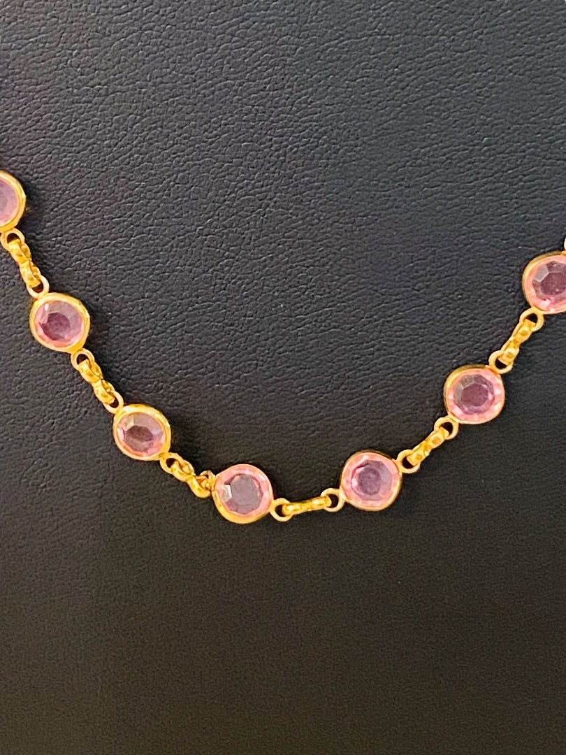 Goldtone Pink Signed Avon 22.5" Necklace Lobster Clasp