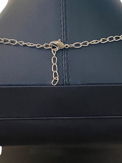 Rhinestone Formal Silvertone Necklace 21" Lobster Clasp 2" Drop