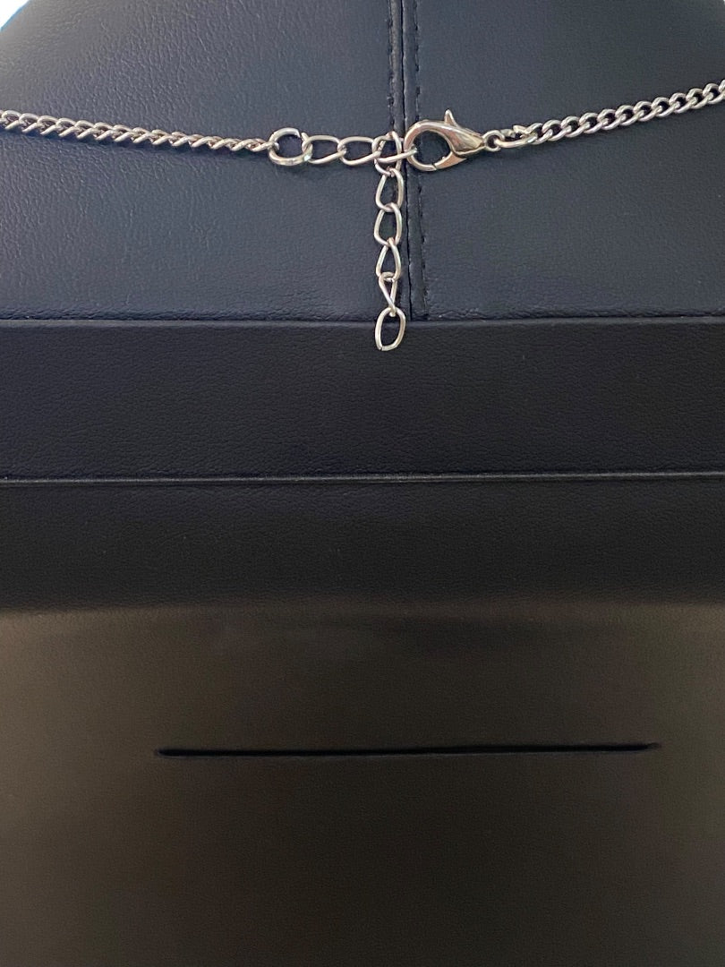 Silvertone 22" Necklace Coral Acrylic Beaded Attached Pendant Necklace