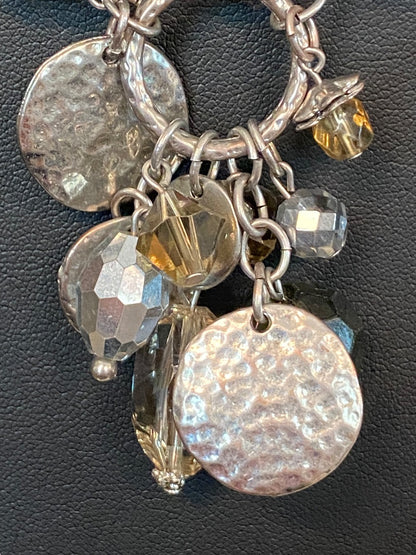 White House Black Market 16-18" Silvertone Charm Necklace Faceted Beads