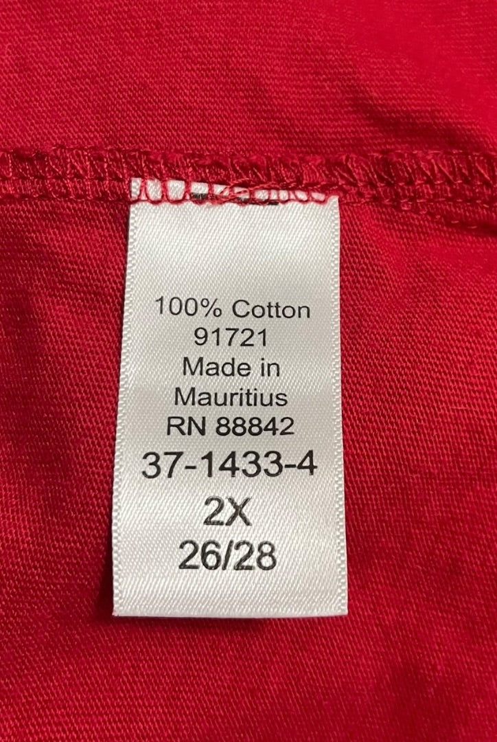 2X (26/28) Woman Within Red Short Sleeve Top Thsirt Cuffed Sleeve