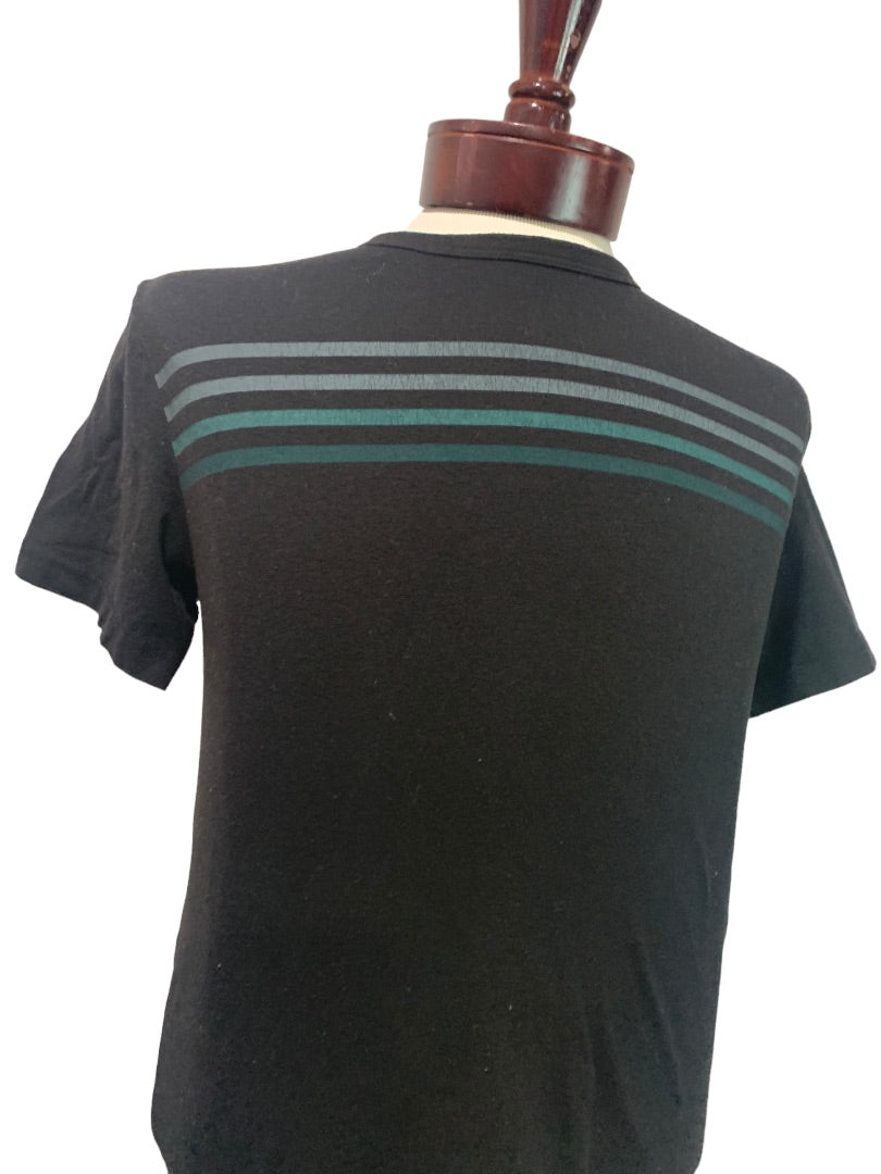 Small Lee Mens Black Soft Short Sleeve Tshirt Retro Stripe Design