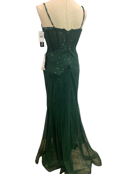 Size 6 Xscape  Hunter Green Sequin Sweetheart Neck Mermaid Gown Dress New