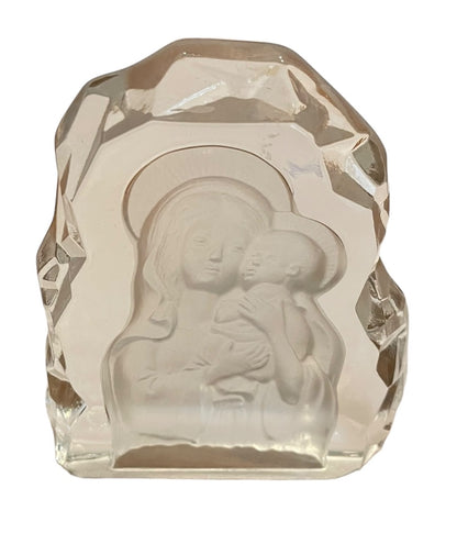 Vintage Virgin Mary & Infant Jesus Art Glass Figurine